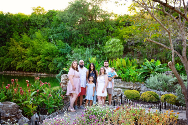 Extended family portrait with grown children and grandchildren during a San Antonio family photo session